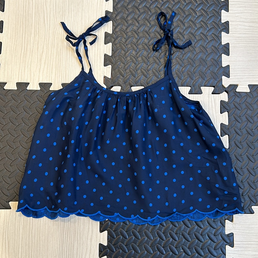 Hollister polkadot scallop blouse tank top size extra small color blue